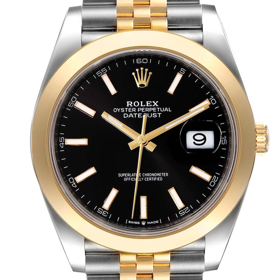 Rolex Datejust 41 Steel Yellow Gold Black Dial Mens Watch 126303 Unworn SwissWatchExpo