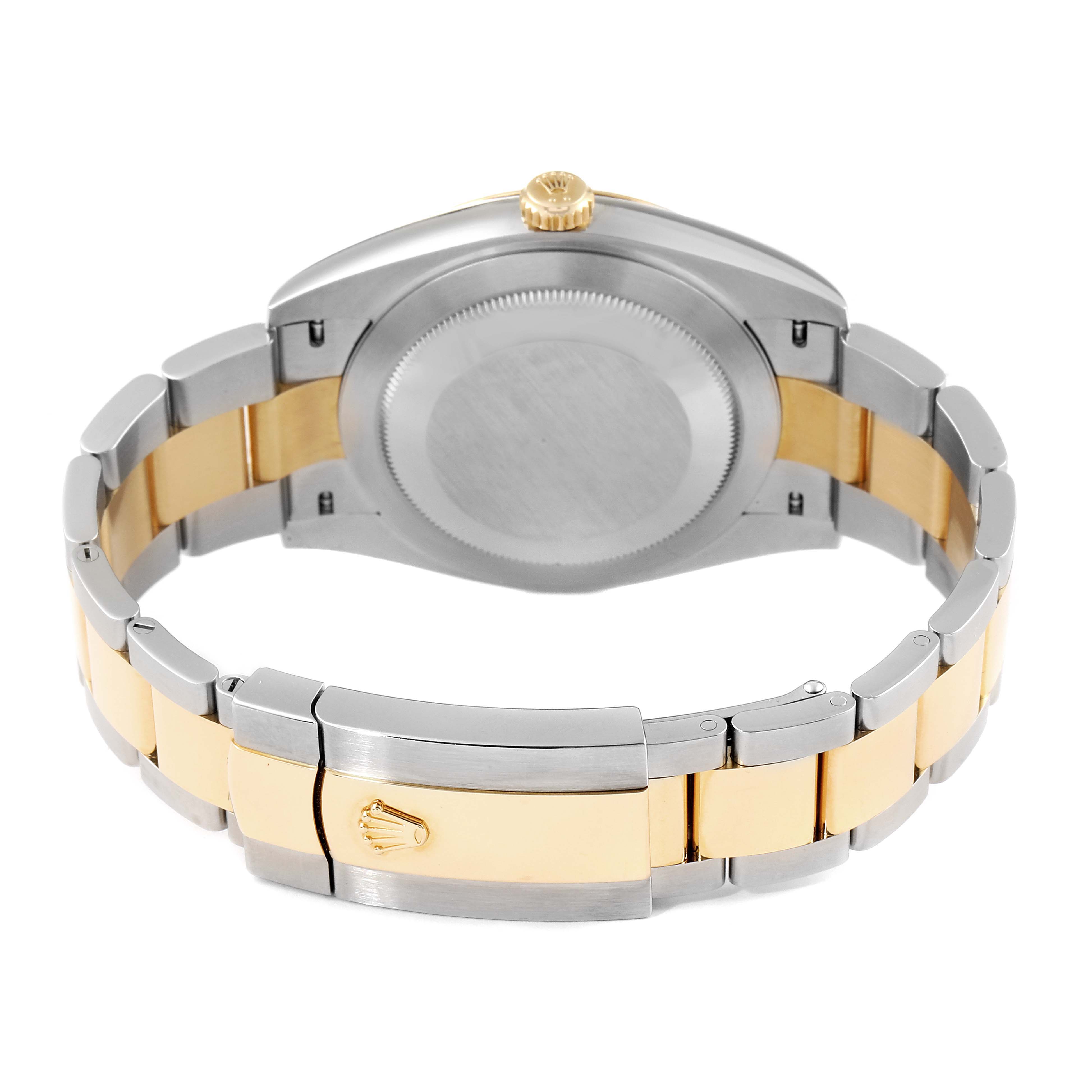 The image shows the back view of a Rolex Datejust 41 126303 Men's Steel and Gold (two tone) Champagne Dial 126303 Men's Steel and Gold (two tone) Champagne Dial, highlighting the caseback and two-tone bracelet.