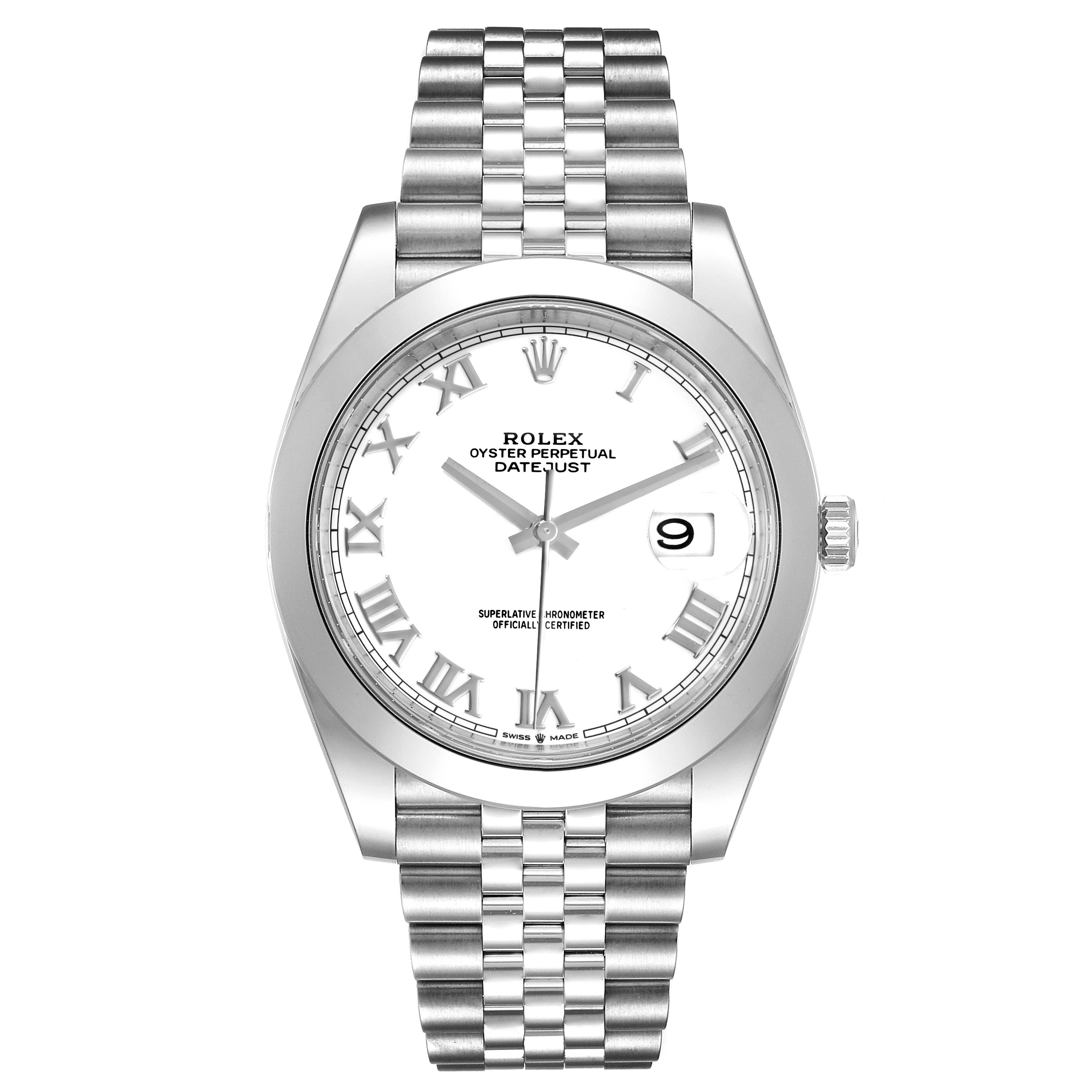rolex datejust 41 white dial roman numerals