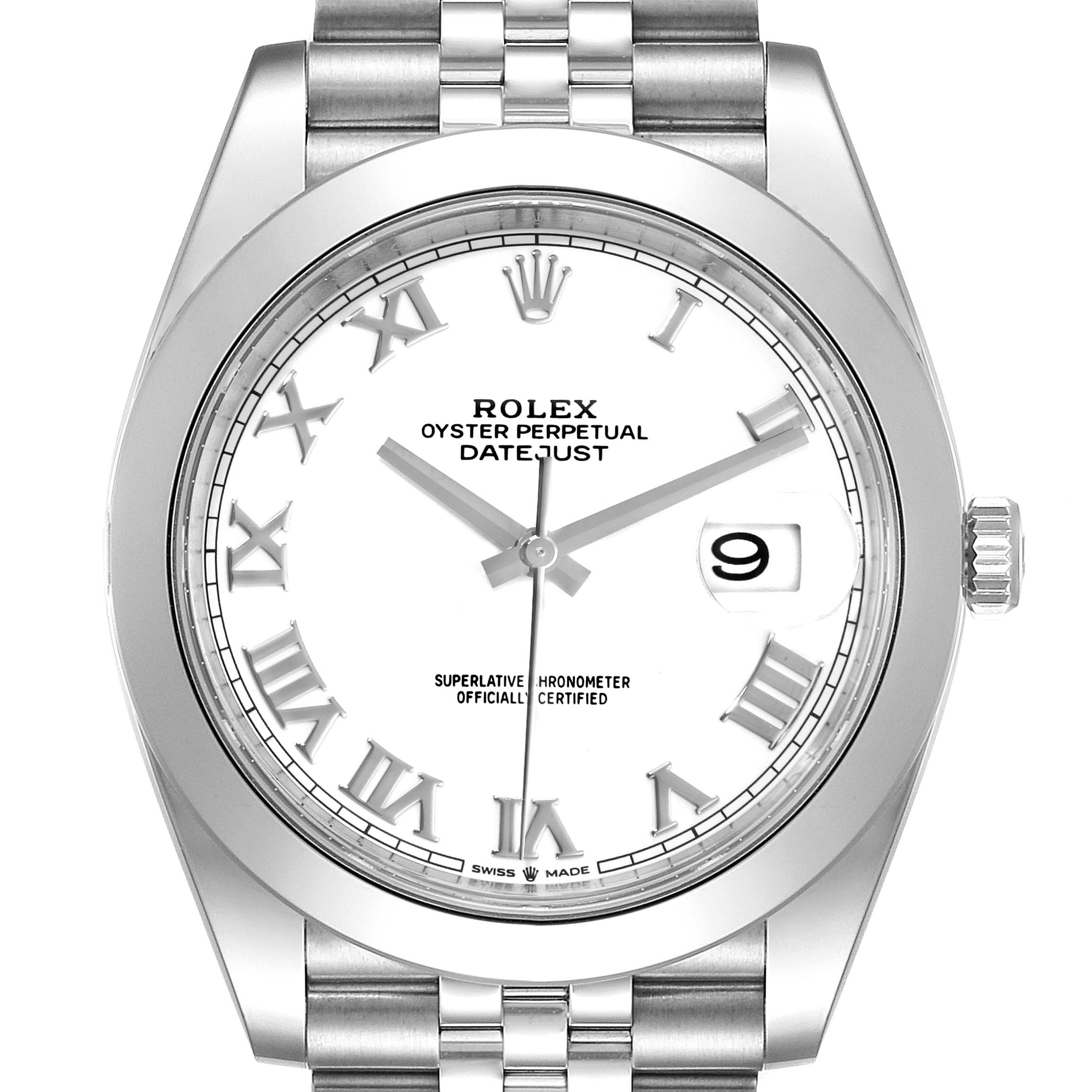 rolex datejust 41 white dial roman numerals