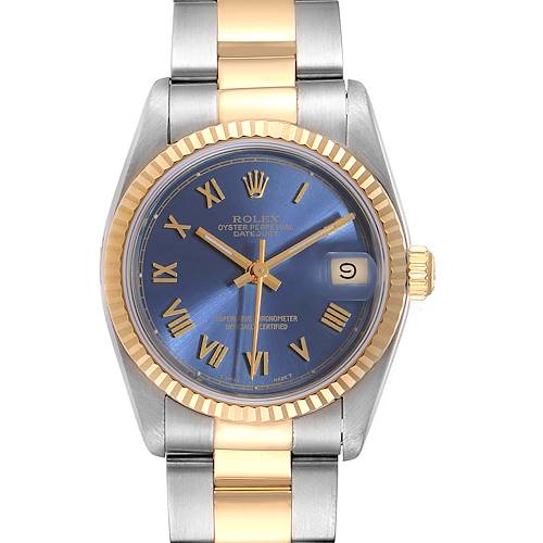 Photo of Rolex Datejust Midsize 31 Blue Dial Steel Yellow Gold Ladies Watch 68273