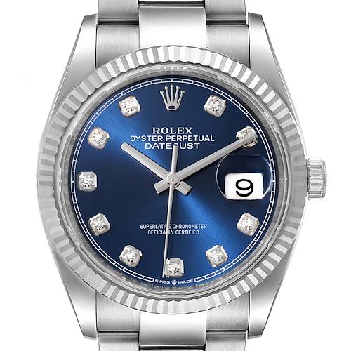 Photo of Rolex Datejust Steel White Gold Blue Diamond Dial Mens Watch 126234 Unworn