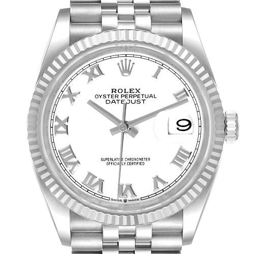 Photo of Rolex Datejust Steel White Gold White Roman Dial Mens Watch 126234 Unworn