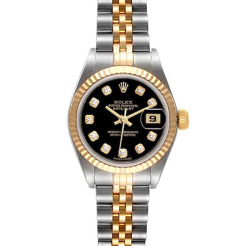 Photo of Rolex Datejust Steel Yellow Gold Black Diamond Dial Watch 79173