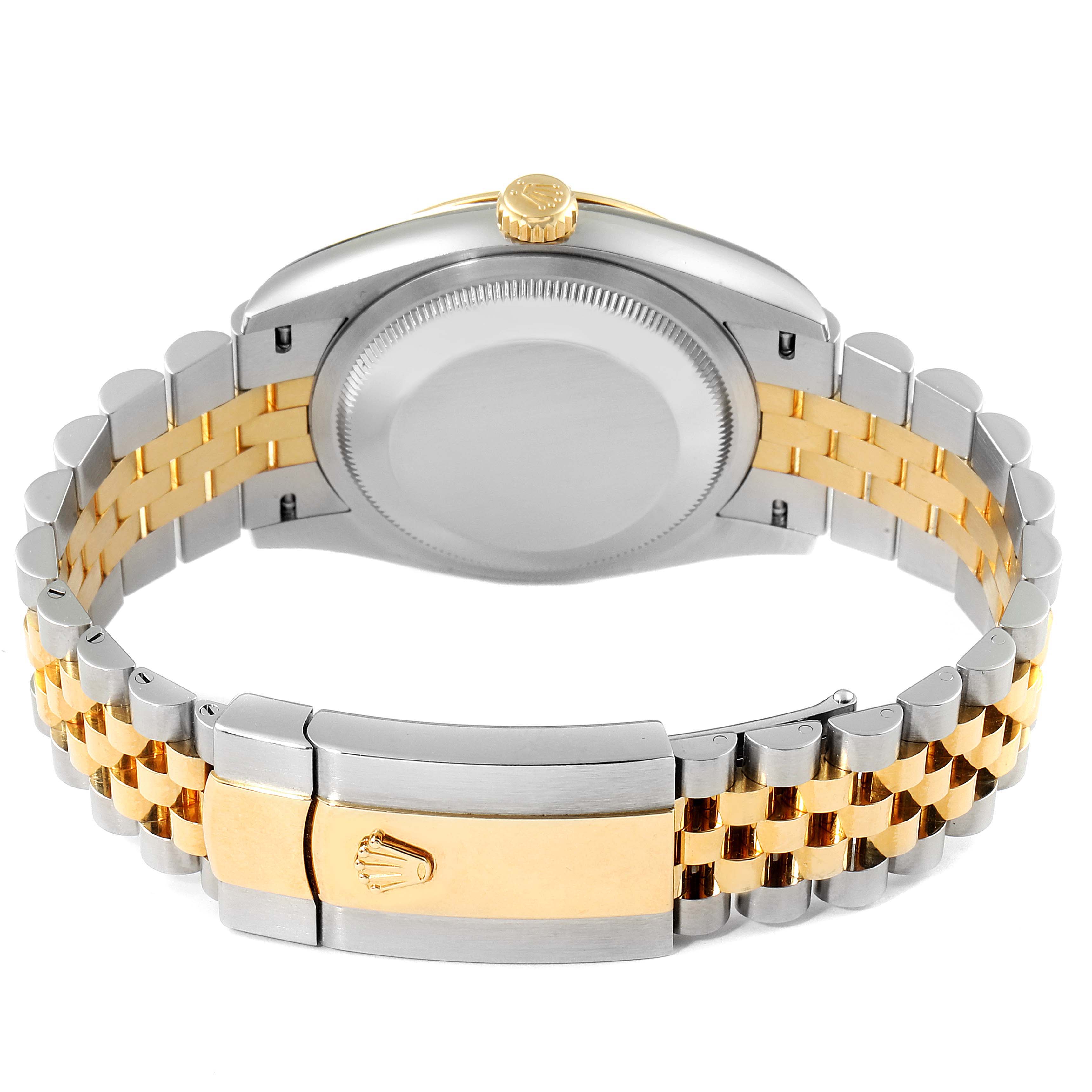 The image shows the back and bracelet of a Rolex Datejust 126233 Men's Steel and Gold (two tone) Silver Dial 126233 Men's Steel and Gold (two tone) Silver Dial watch, highlighting the clasp and metal links.
