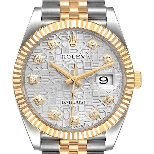Photo of Rolex Datejust Steel Yellow Gold Diamond Dial Mens Watch 126233 Box Card