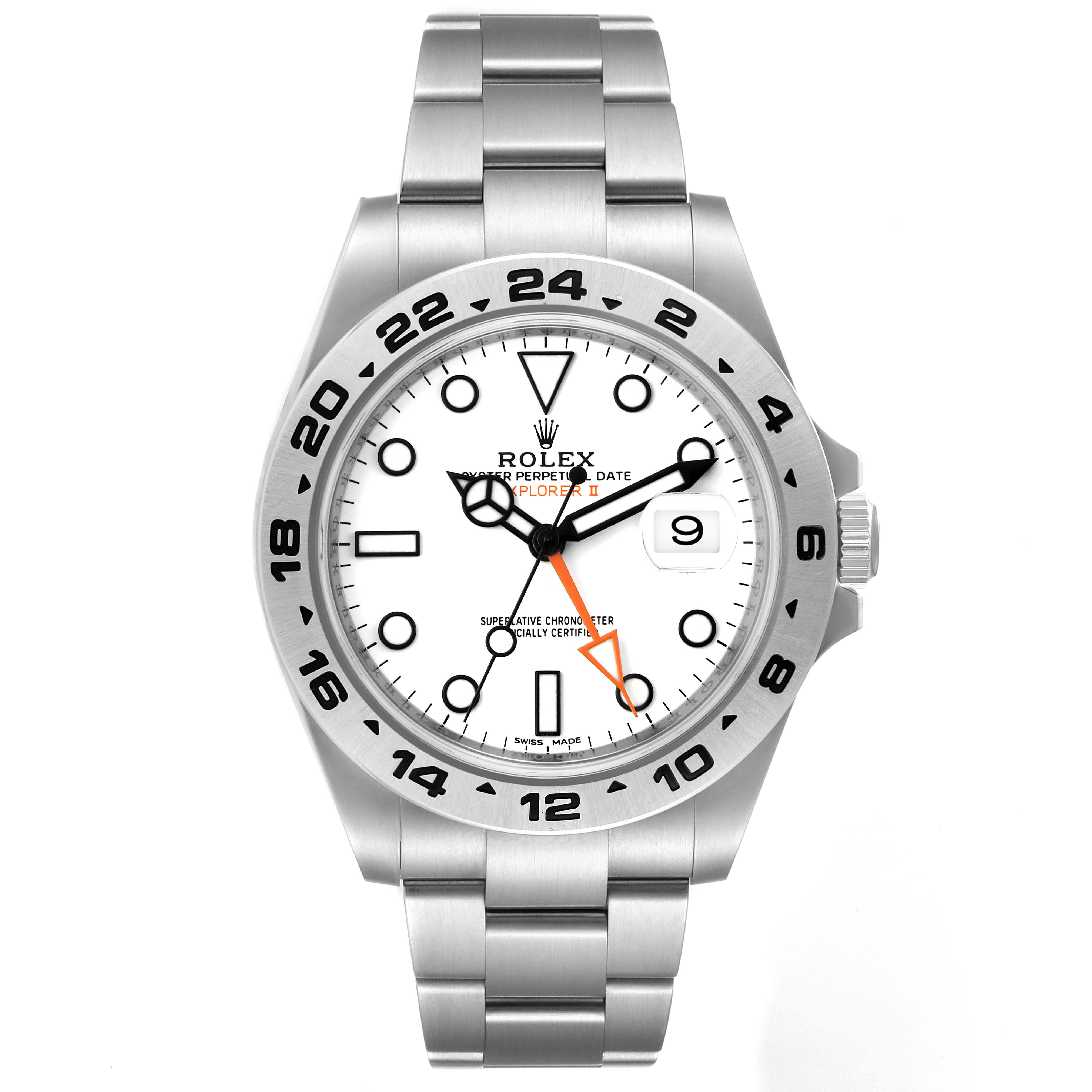 The Rolex Explorer 216570 Men
s Stainless Steel White Dial 216570 Men
s Stainless Steel White Dial watch model is shown from a top-down angle, highlighting the face, bezel, crown, and watch band.