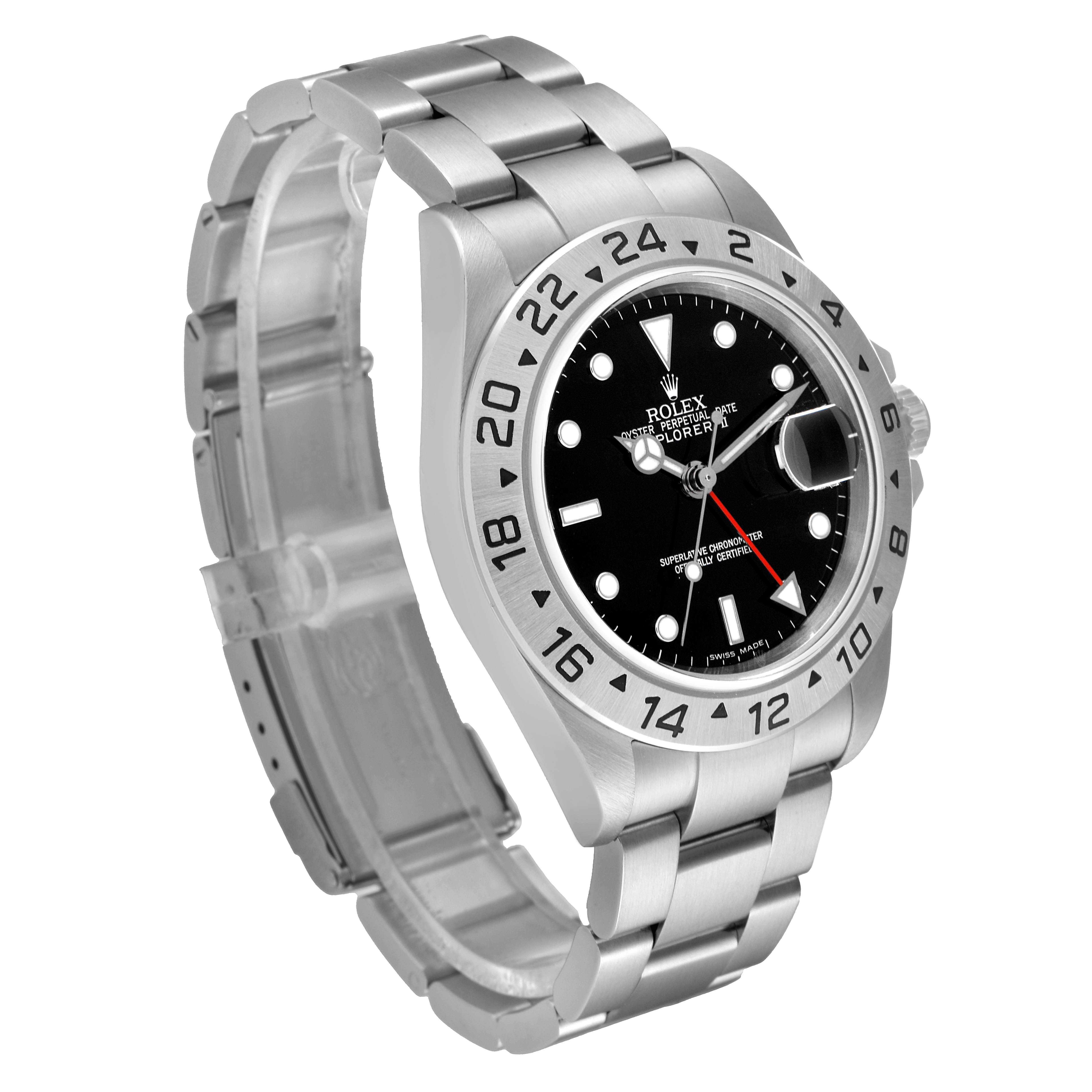 This image shows the Rolex Explorer 16570 Men's Stainless Steel Black Dial 16570 Men's Stainless Steel Black Dial watch at a three-quarter angle, highlighting the dial, bezel, and bracelet.
