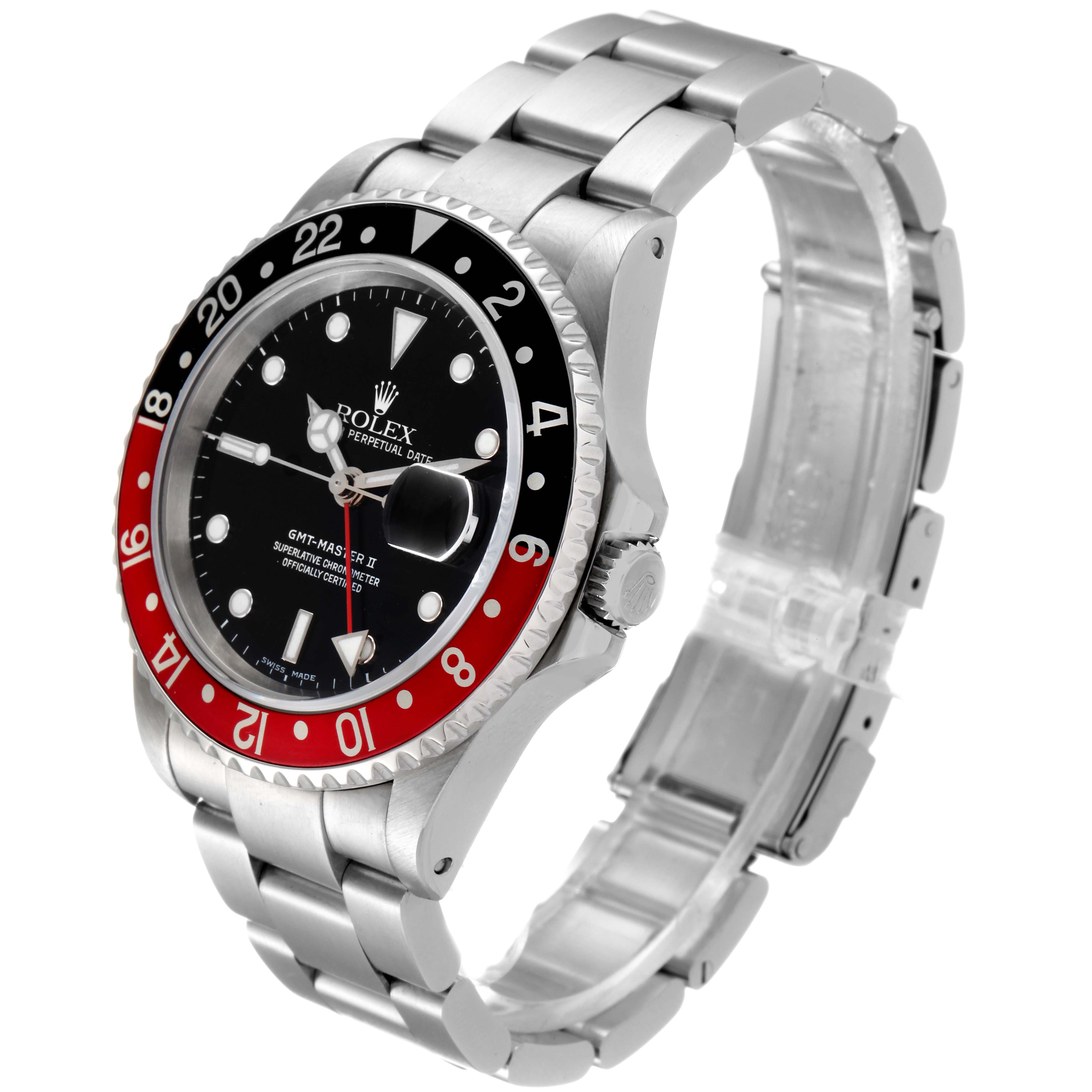 Rolex Gmt Master Ii Black Red Coke Bezel Steel Mens Watch 16710 Swisswatchexpo