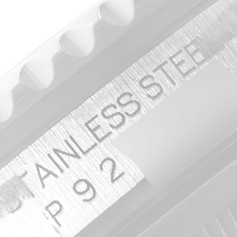 Close-up of the stainless steel engraving on the side of the Rolex GMT-Master 16710 Men's Stainless Steel Black Dial 16710 Men's Stainless Steel Black Dial watch case.