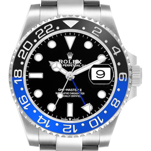 Photo of Rolex GMT Master II Steel Batman Black Blue Bezel Mens Watch 126710 Box Card