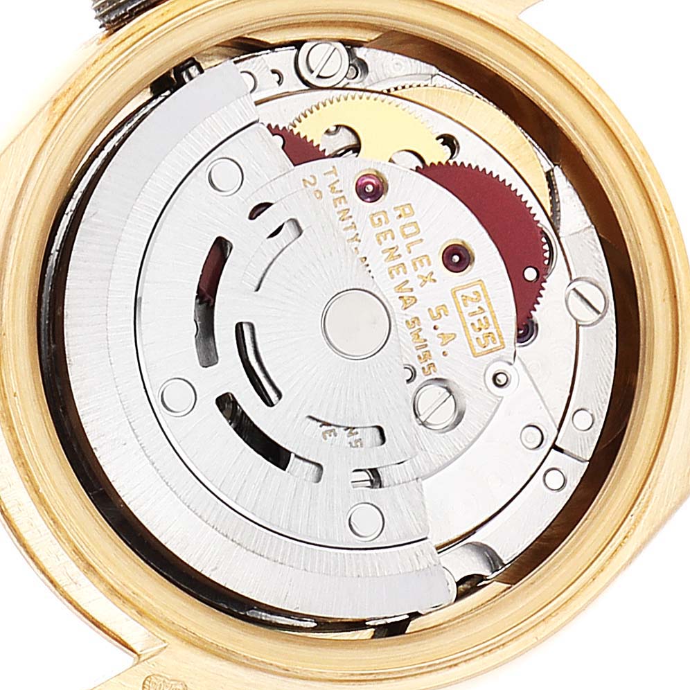 This is a close-up image of the movement inside a Rolex President 69178 Women's Yellow Gold Champagne Dial 69178 Women's Yellow Gold Champagne Dial model watch.