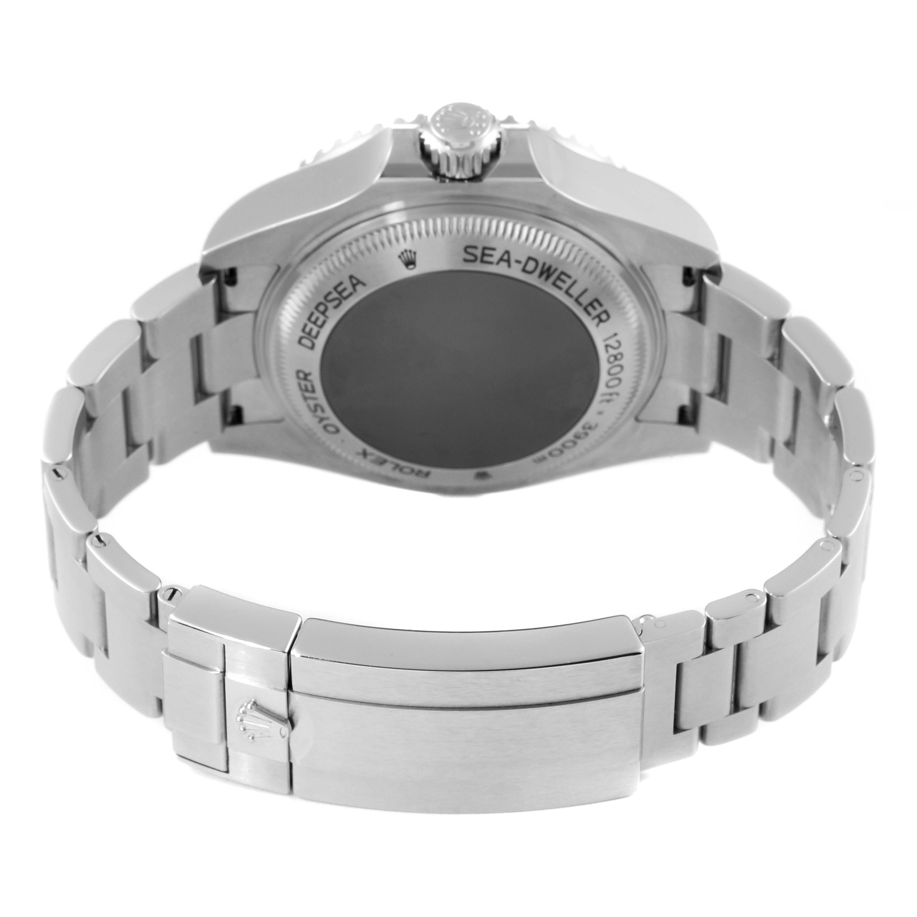 This image shows the back view and clasp of a Rolex Sea-Dweller 126660 Men
s Stainless Steel Blue Dial 126660 Men
s Stainless Steel Blue Dial watch.