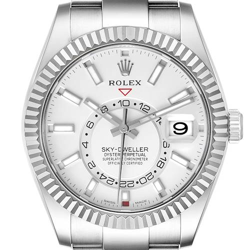 Photo of Rolex Sky-Dweller White Dial Steel White Gold Mens Watch 326934 Box Card
