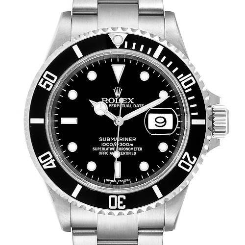 Photo of Rolex Submariner Date 40mm Stainless Steel Mens Watch 16610 Box Card