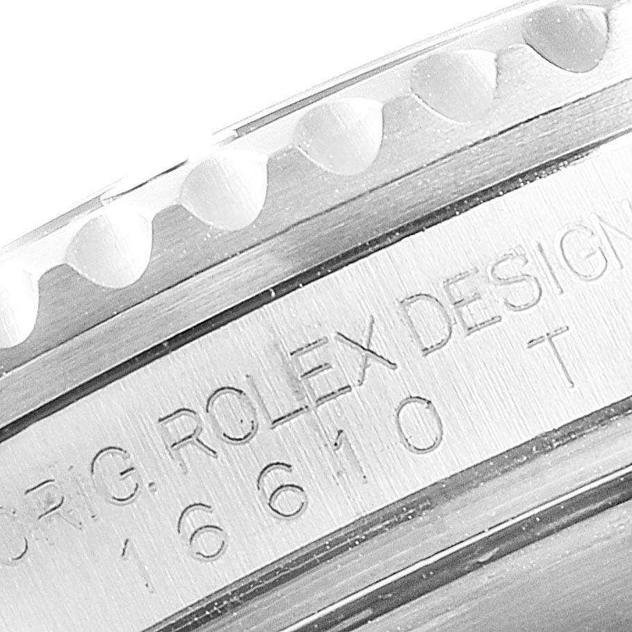 This is a close-up angle of the side of the bezel and the engraved case details of the Rolex Submariner 16610  Men
s Stainless Steel Black Dial 16610  Men
s Stainless Steel Black Dial model.