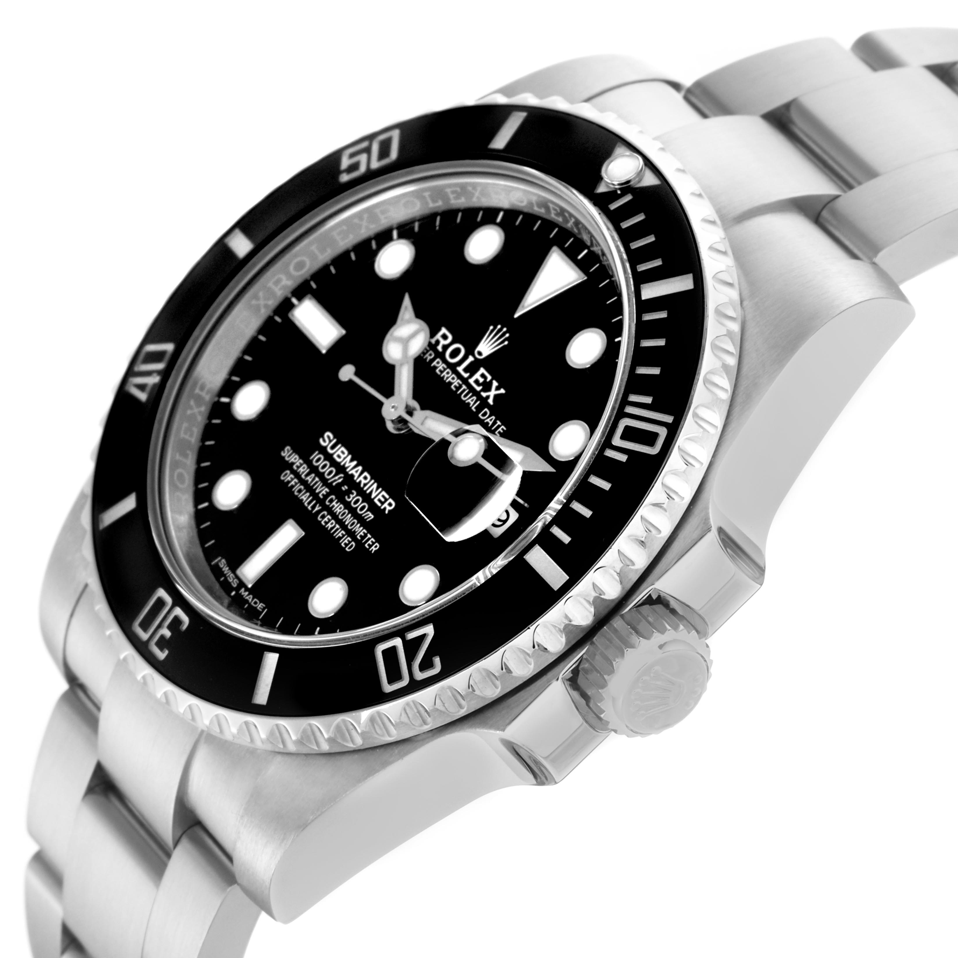 The Rolex Submariner 116610 Men's Stainless Steel Black Dial 116610 Men's Stainless Steel Black Dial watch is shown at a side angle, highlighting the bezel, crown, and part of the bracelet.