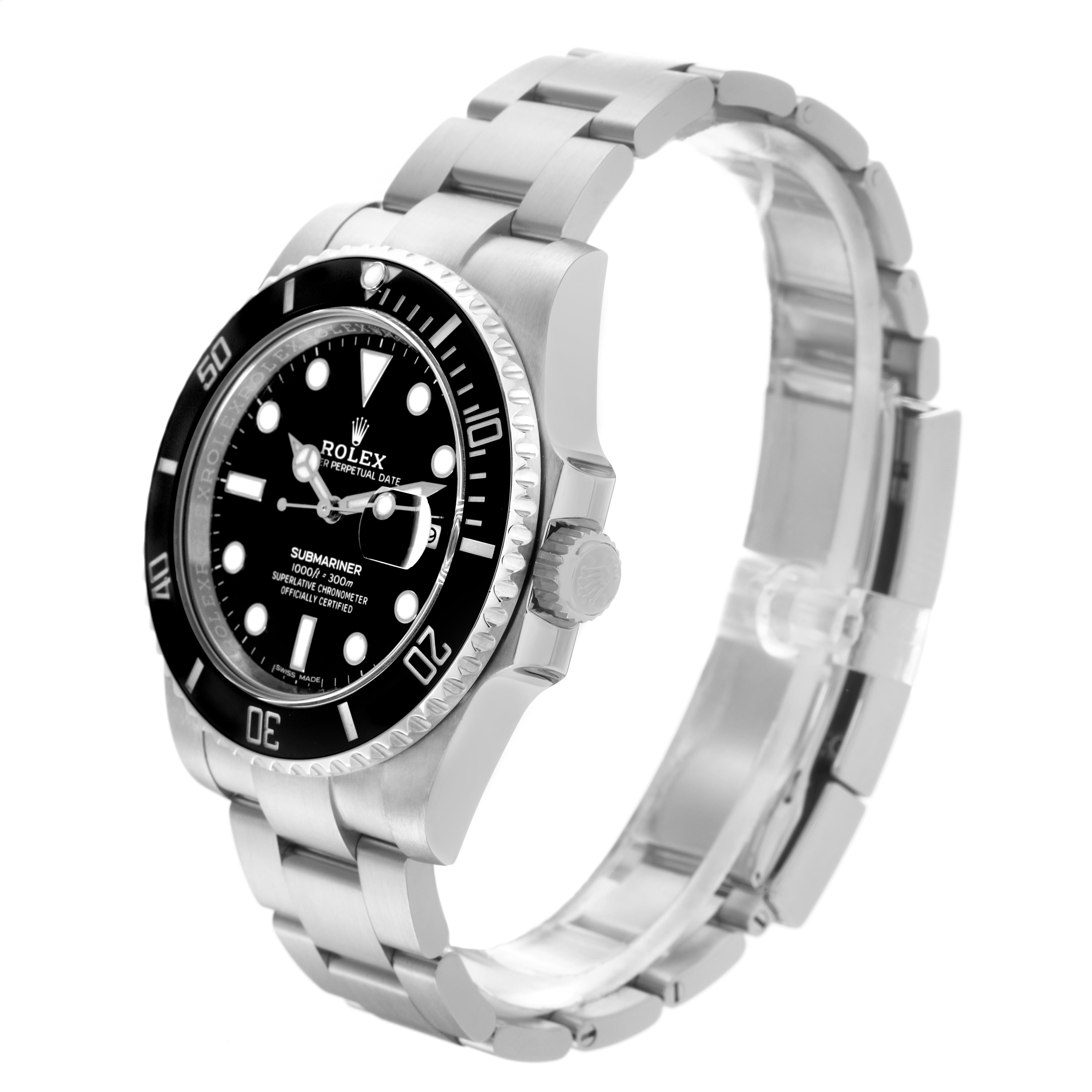 The Rolex Submariner 116610 Men's Stainless Steel Black Dial 116610 Men's Stainless Steel Black Dial watch is shown at a three-quarter angle, displaying the face, bezel, crown, and bracelet.