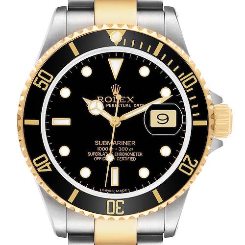 Photo of Rolex Submariner Steel Yellow Gold Black Dial Mens Watch 16613