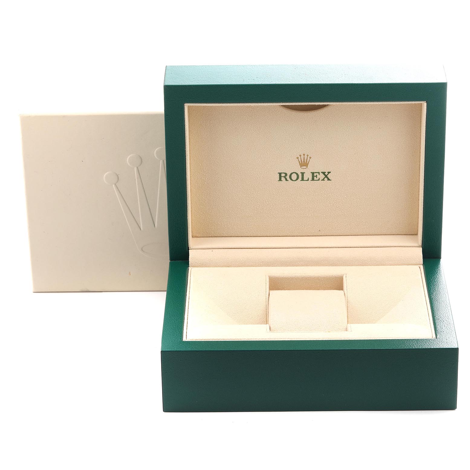 The image shows the open presentation box and packaging for a Rolex Submariner 116613 Men's Steel and Gold (two tone) Blue Dial 116613 Men's Steel and Gold (two tone) Blue Dial, featuring the logo inside the lid.