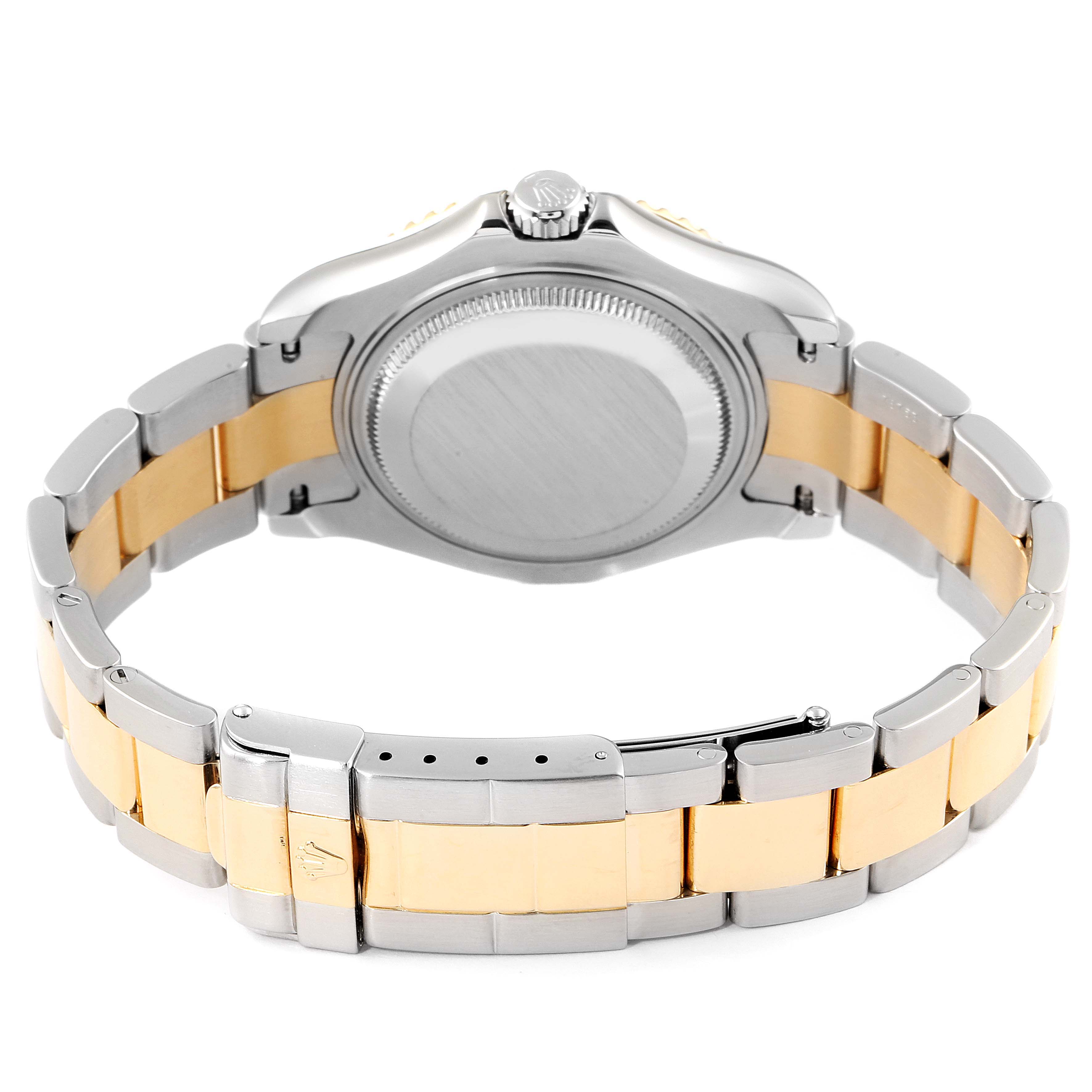 The image shows the back case and bracelet of the Rolex Yacht-Master 168623 Women's Steel and Gold (two tone) Grey Dial 168623 Women's Steel and Gold (two tone) Grey Dial watch, viewed from the rear.