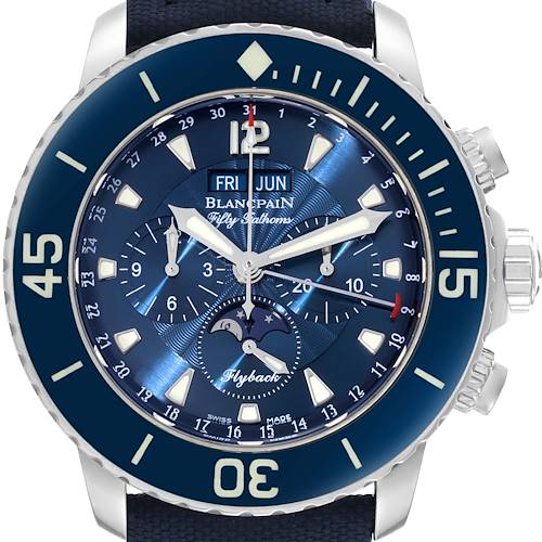 Photo of Blancpain Fifty Fathoms Flyback Moonphase Mens Watch 5066F-1140-52A Box Card