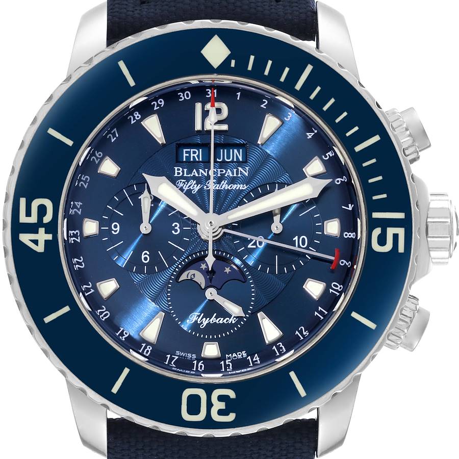 Blancpain Fifty Fathoms Flyback Moonphase Mens Watch 5066F-1140-52A Box Card SwissWatchExpo