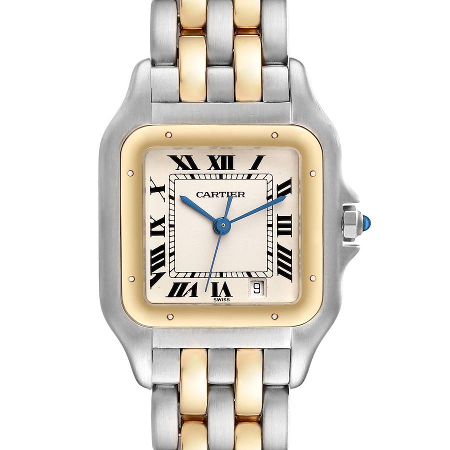 Cartier Panthere Large Steel 18K Yellow Gold Two Row Watch W25028B6 SwissWatchExpo