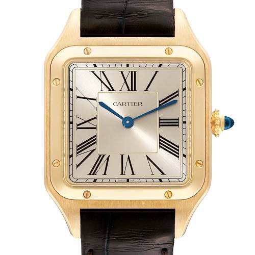 Photo of Cartier Santos Dumont Large LE 18k Yellow Gold Silver Dial Mens Watch WGSA0027