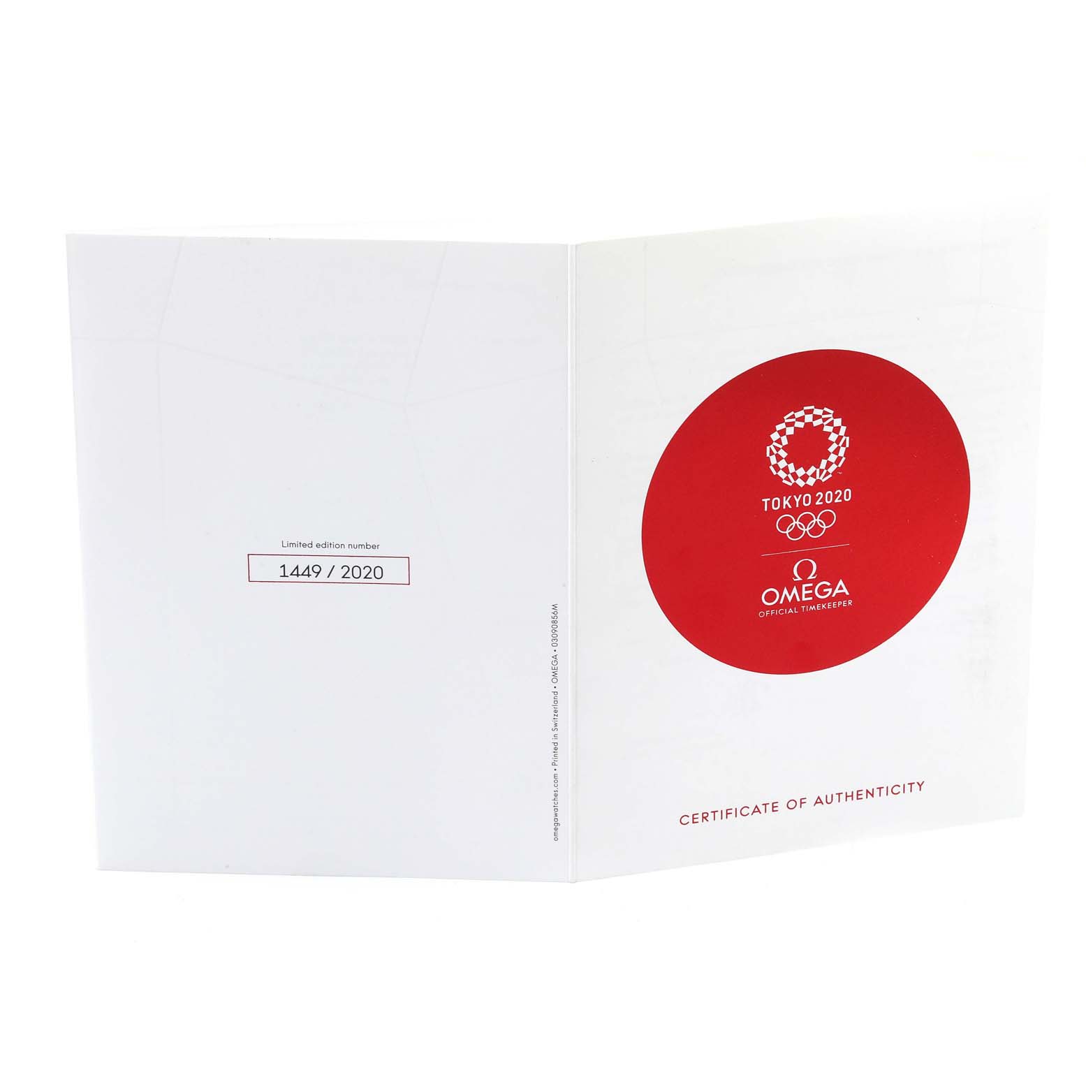 A booklet with a certificate of Best Quality
ity for the Omega Planet Ocean 522.33.40.20.04.001 Men
s Stainless Steel White Dial 522.33.40.20.04.001 Men
s Stainless Steel White Dial watch, featuring Tokyo 2020 branding.