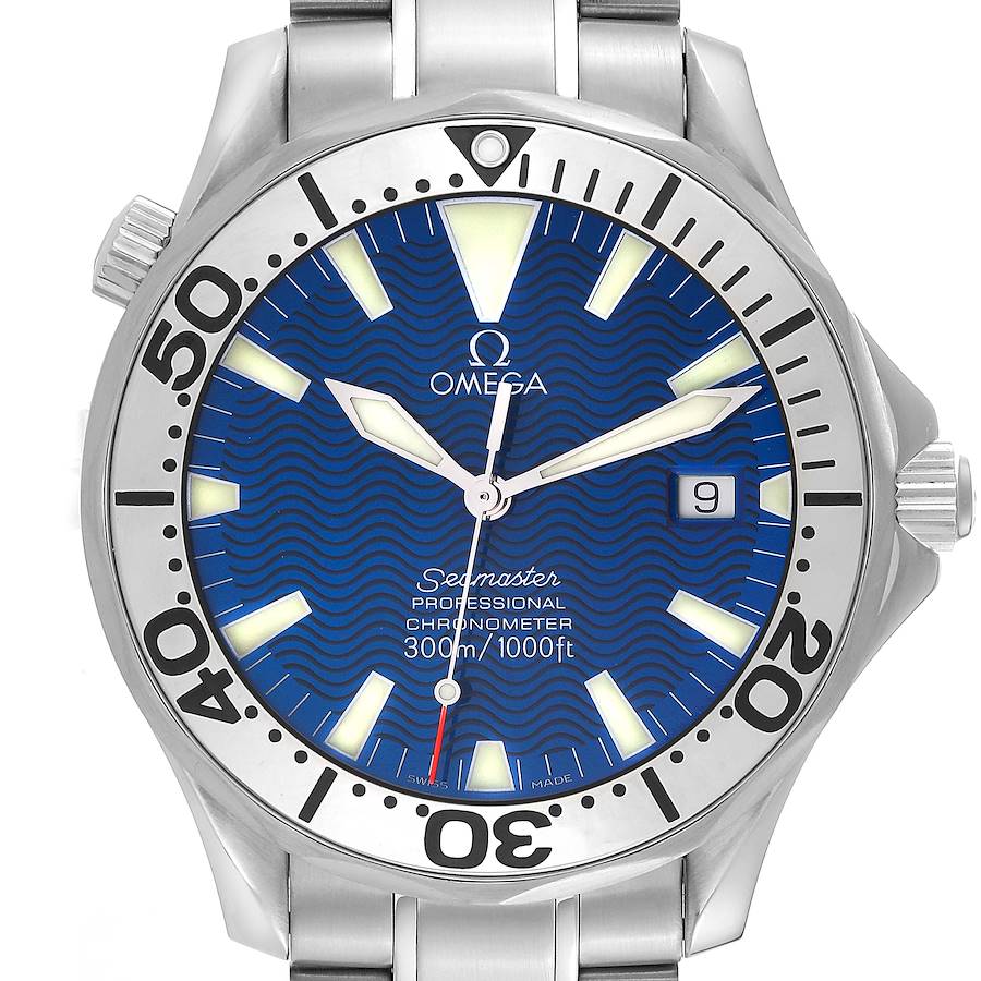 Omega Seamaster 300M Electric Blue Dial Steel Mens Watch 2255.80.00 SwissWatchExpo