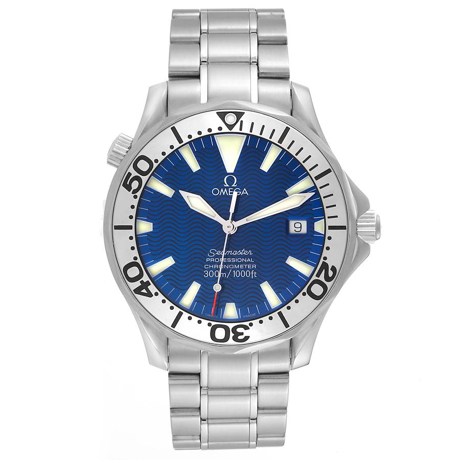 Omega Seamaster 300M Electric Blue Dial Steel Mens Watch 2255.80.00 SwissWatchExpo