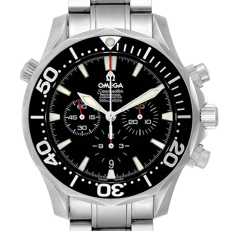 Omega Seamaster Chronograph Black Dial Watch 2594.52.00 Box Card SwissWatchExpo