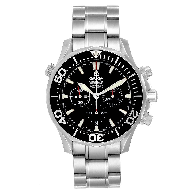 Omega Seamaster Chronograph Black Dial Watch 2594.52.00 Box Card SwissWatchExpo