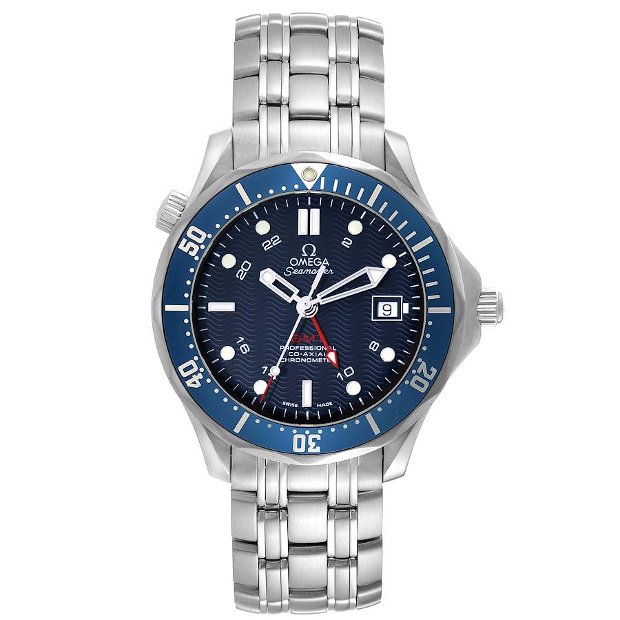 Omega Seamaster Diver 300M GMT Blue Dial Steel Mens Watch 2535.80.00 Box Card SwissWatchExpo