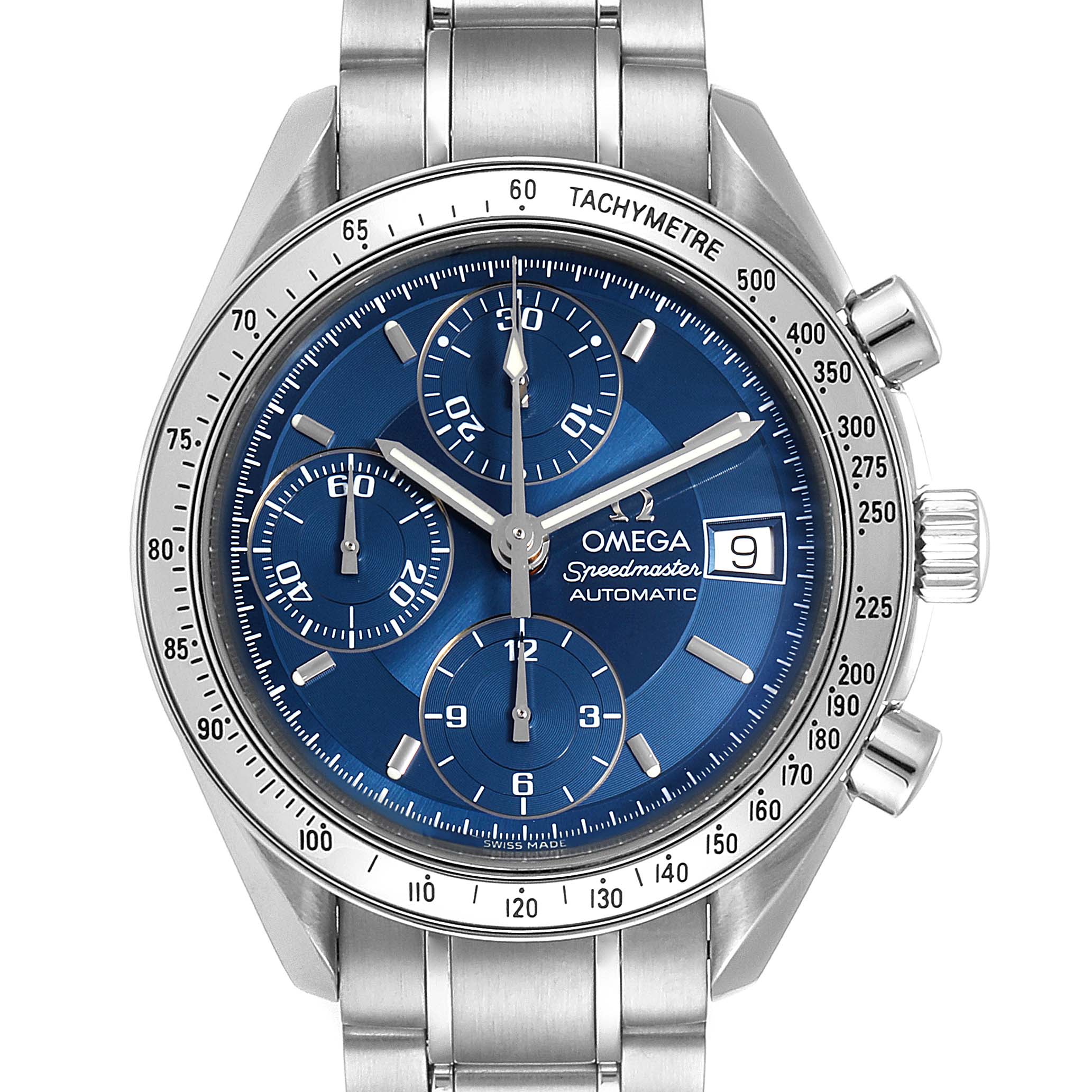 omega speedmaster day date blue