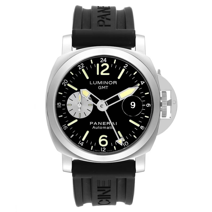 Panerai Luminor GMT Automatic Black Dial Steel Mens Watch PAM00088 SwissWatchExpo