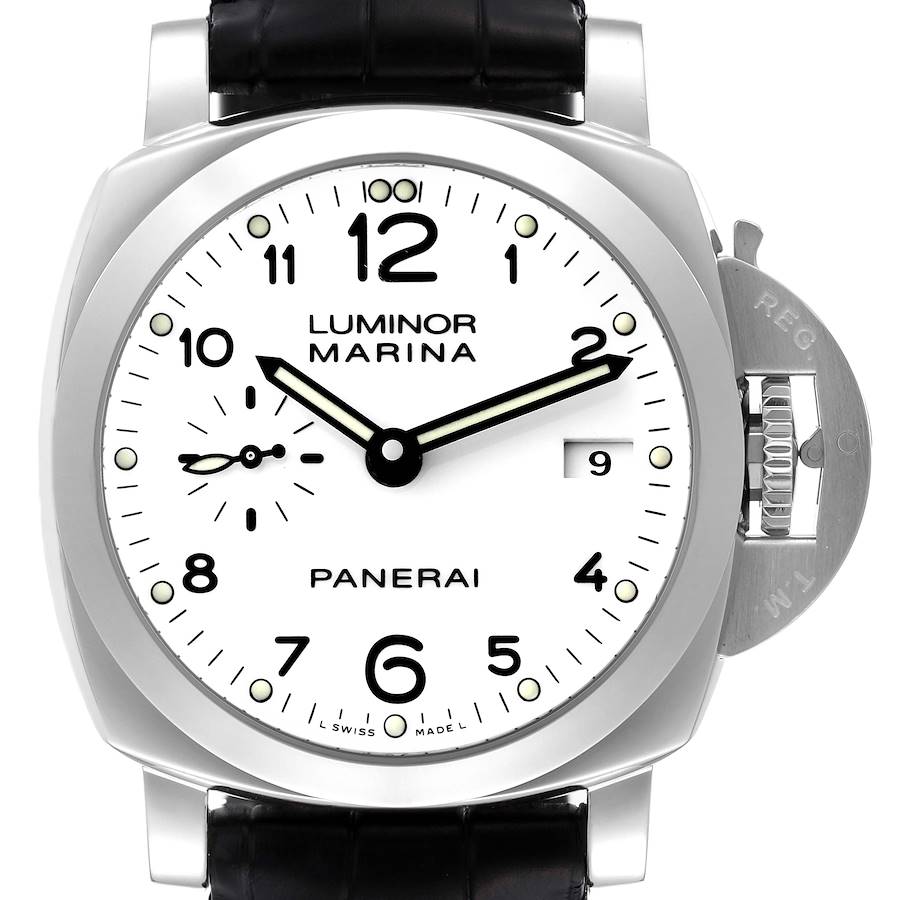 Panerai Luminor Marina 42mm White Dial Steel Mens Watch PAM00523 SwissWatchExpo