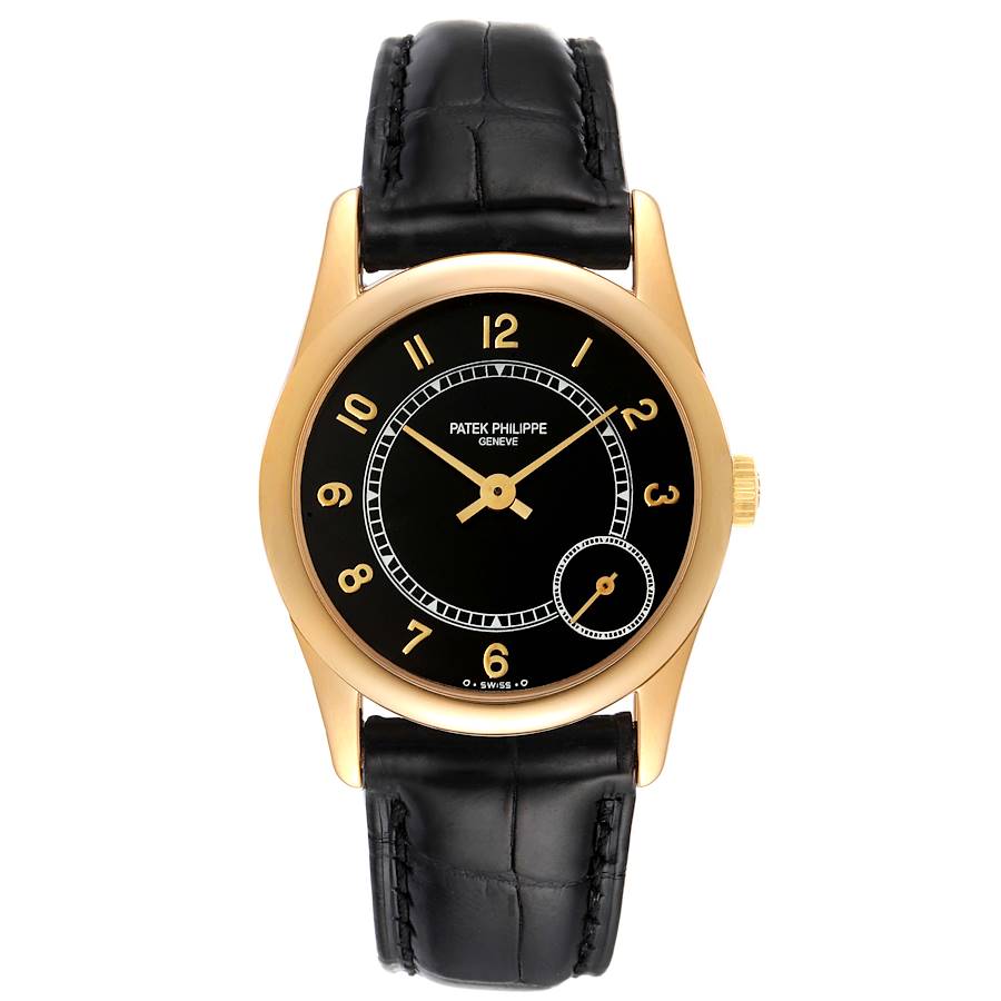 Patek Philippe Calatrava Yellow Gold Black Dial Automatic Mens Watch 5000