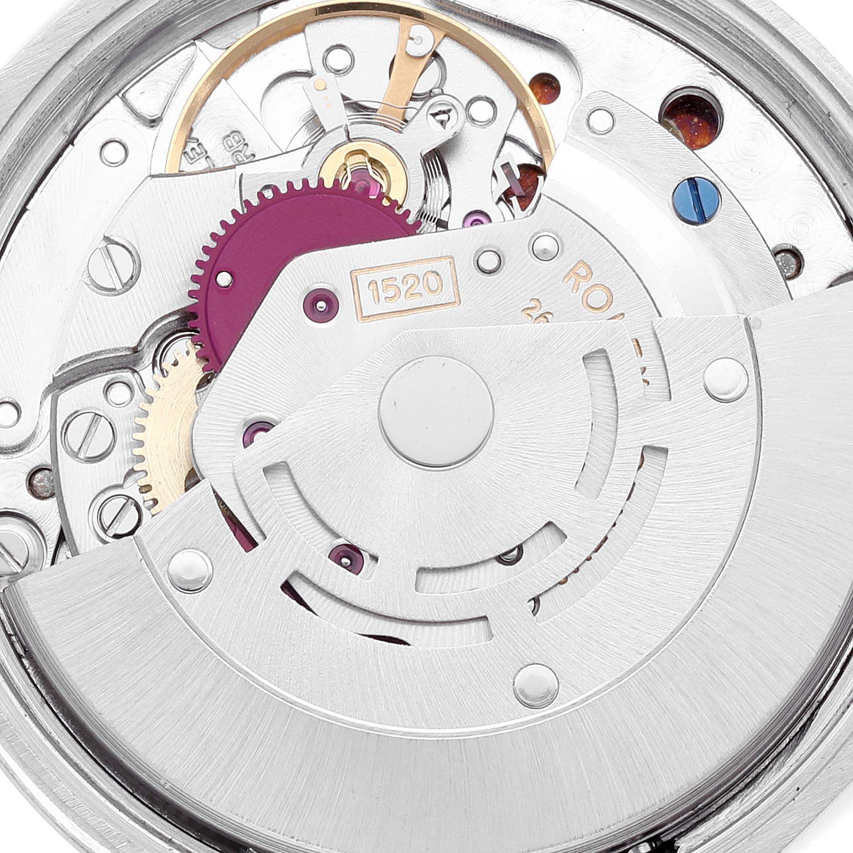 This is an image of the Rolex Air-King 5500 Men's Stainless Steel Silver Dial 5500 Men's Stainless Steel Silver Dial watch movement, focusing on the rotor and internal mechanisms.