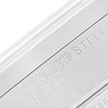 The image shows a close-up angle of the side of a stainless steel case for a Rolex Date 15210 Men's Stainless Steel White Dial 15210 Men's Stainless Steel White Dial model watch.