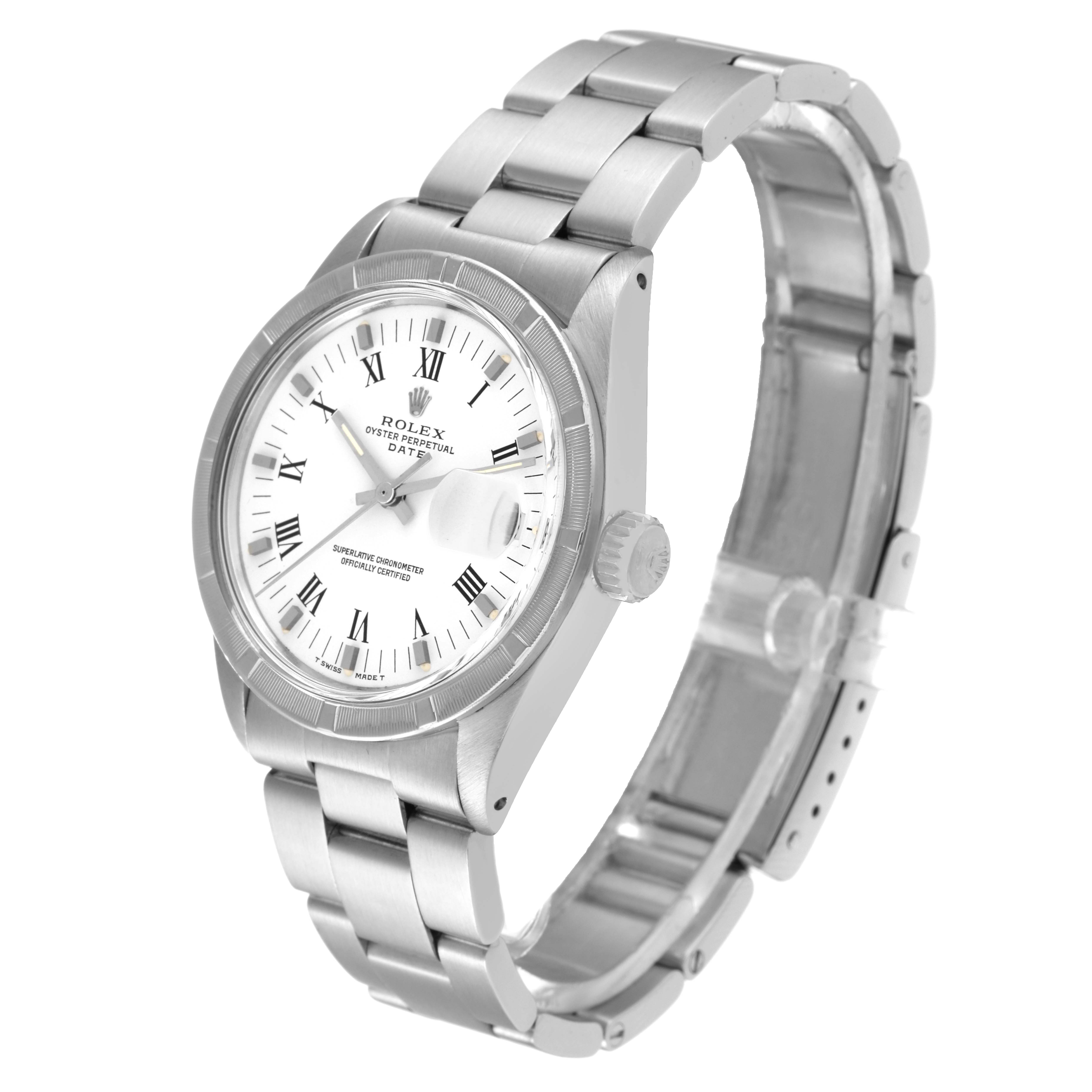 The Rolex Vintage Collection 1501 Men's Stainless Steel White Dial 1501 Men's Stainless Steel White Dial watch is shown at a slight side angle, displaying the face, crown, and band.