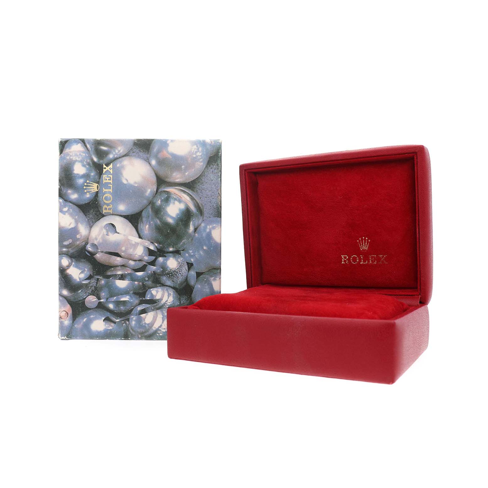This image shows a red box for the Rolex Datejust 79173 Women's Steel and Gold (two tone) Silver Dial, along with a decorative outer cover, viewed from the front.