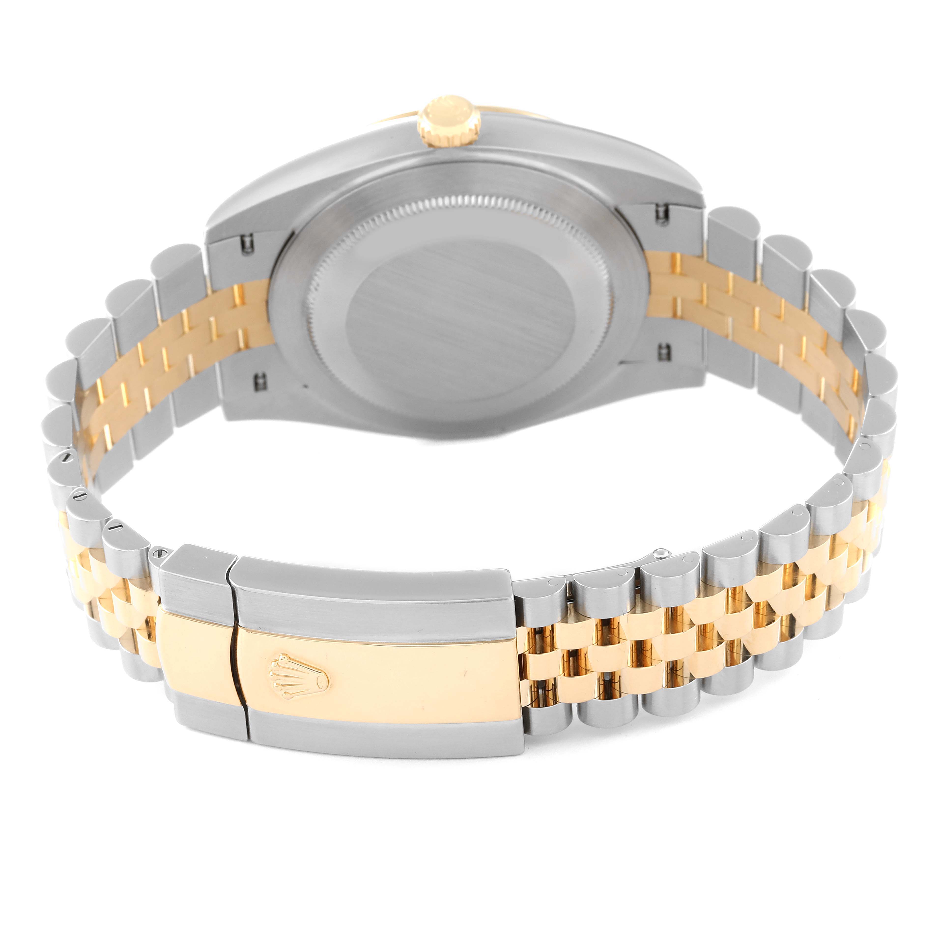 The image shows the back and clasp of the Rolex Datejust 41 126333 Men's Steel and Gold (two tone) Grey Dial 126333 Men's Steel and Gold (two tone) Grey Dial, displaying the two-tone bracelet and case back.