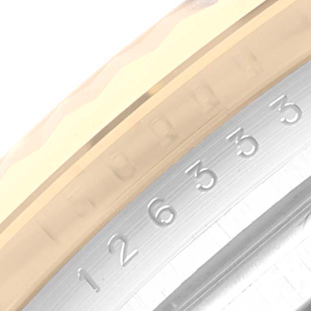 The image shows a close-up of the bezel and partially the dial edge of the Rolex Datejust 41 126333 Men's Steel and Gold (two tone) Grey Dial 126333 Men's Steel and Gold (two tone) Grey Dial watch.