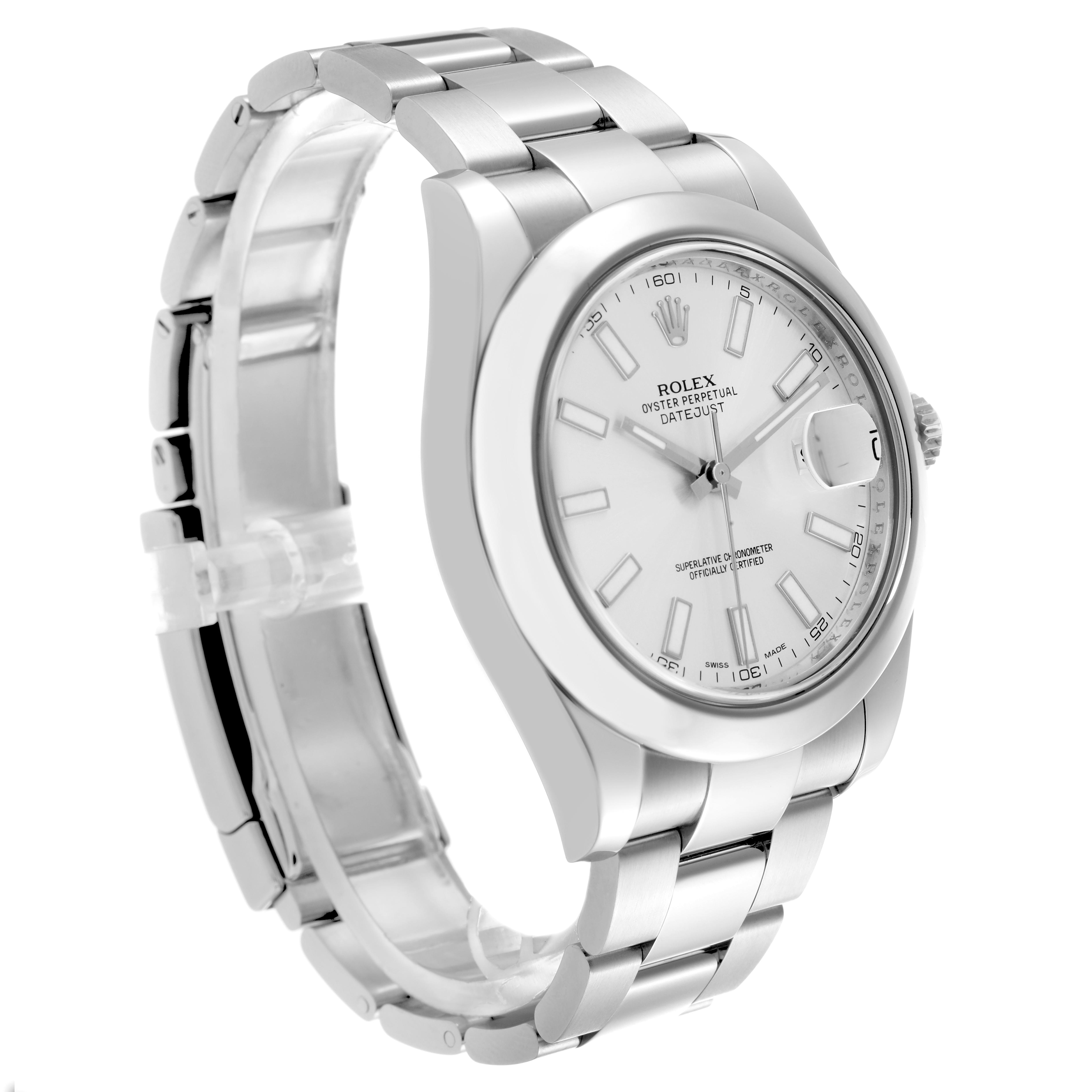 The Rolex Datejust 41 116300 Men's Stainless Steel Silver Dial 116300 Men's Stainless Steel Silver Dial is shown at a three-quarter angle, highlighting the dial, bezel, bracelet, and side profile.