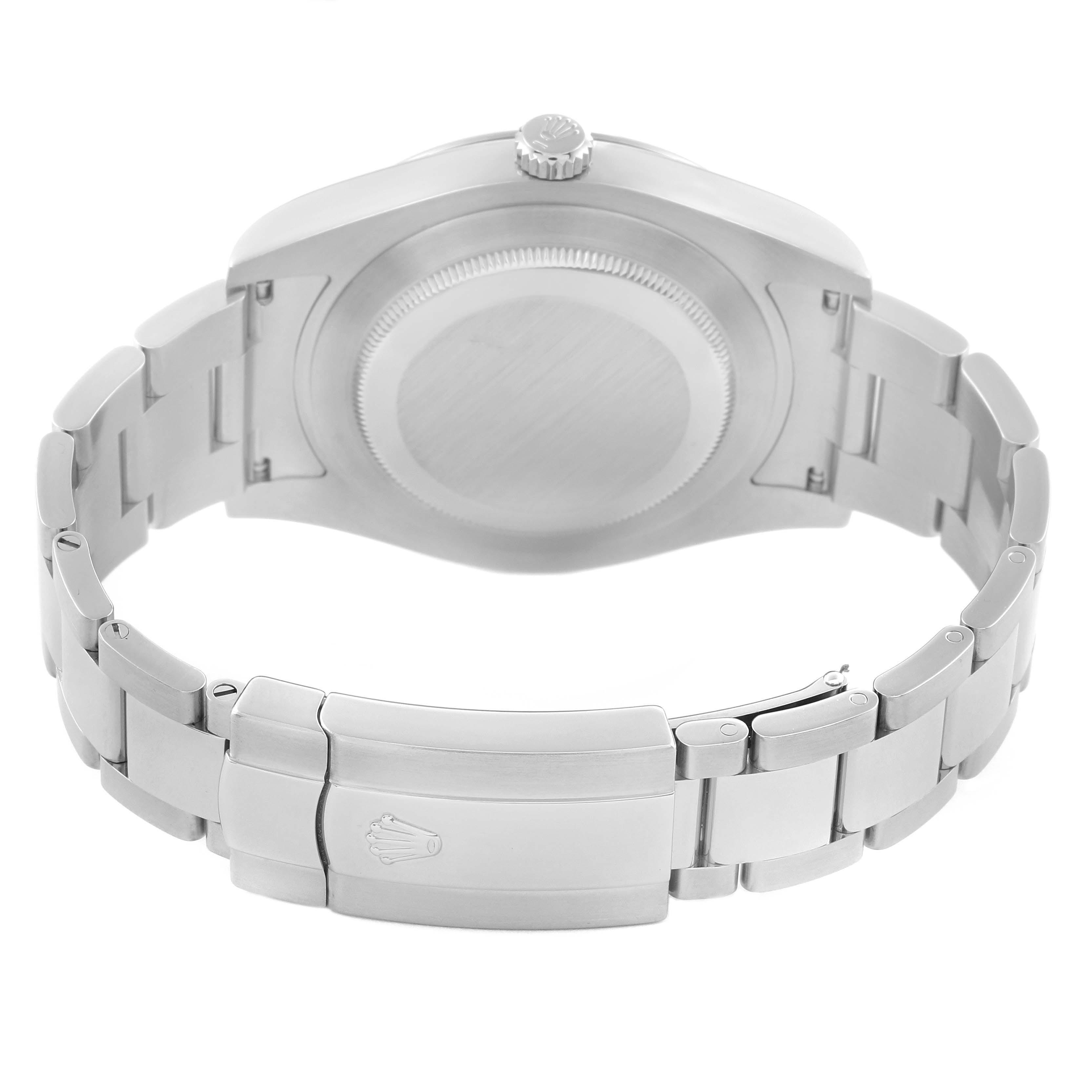 The image shows the back view of a Rolex Datejust 41 116300 Men's Stainless Steel Silver Dial 116300 Men's Stainless Steel Silver Dial, highlighting its clasp, bracelet, and case back.