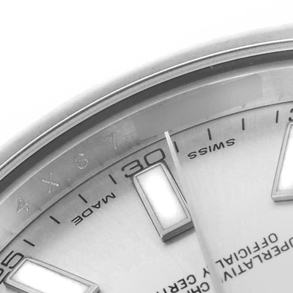 The image shows a close-up of the dial edge and bezel of the Rolex Datejust 41 116300 Men's Stainless Steel Silver Dial 116300 Men's Stainless Steel Silver Dial, highlighting the 30-minute marker and inscriptions.