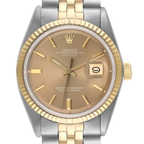 Photo of Rolex Datejust Steel Yellow Gold Brown Dial Vintage Mens Watch 1601