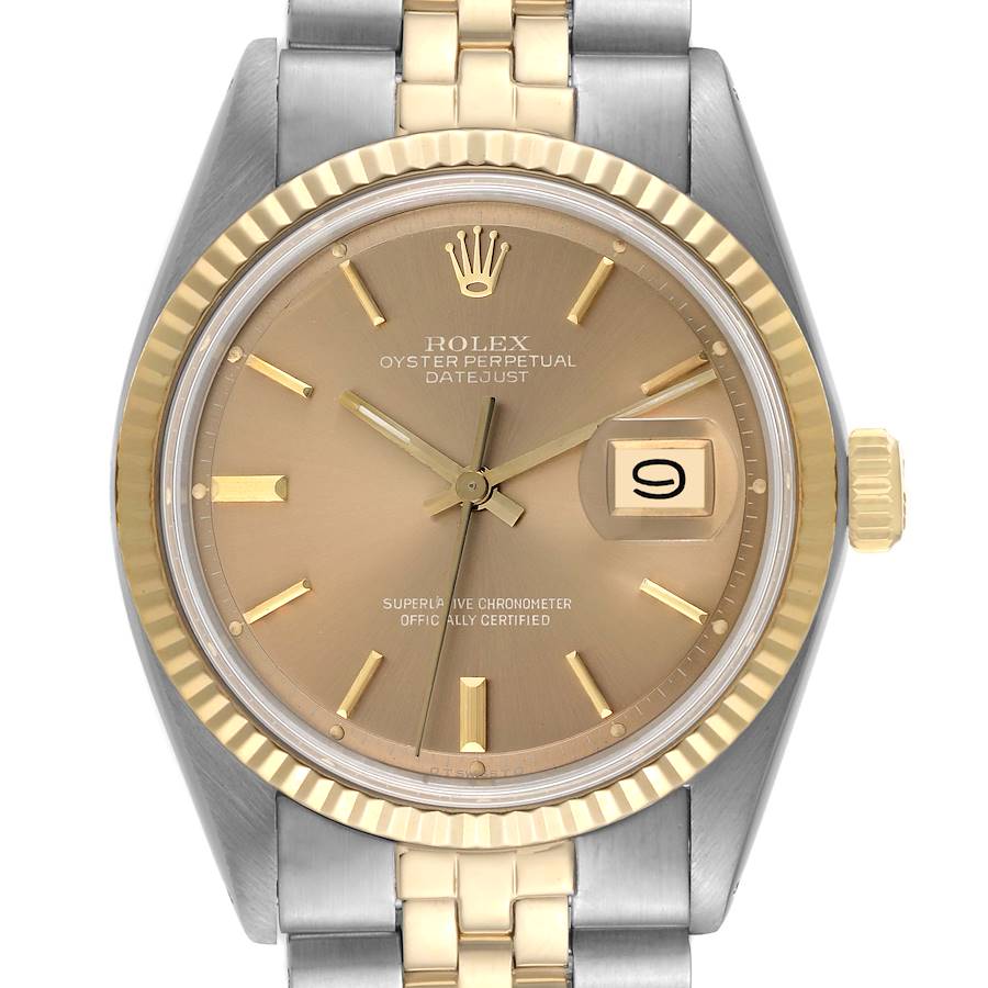 Rolex Datejust Steel Yellow Gold Brown Dial Vintage Mens Watch 1601 SwissWatchExpo